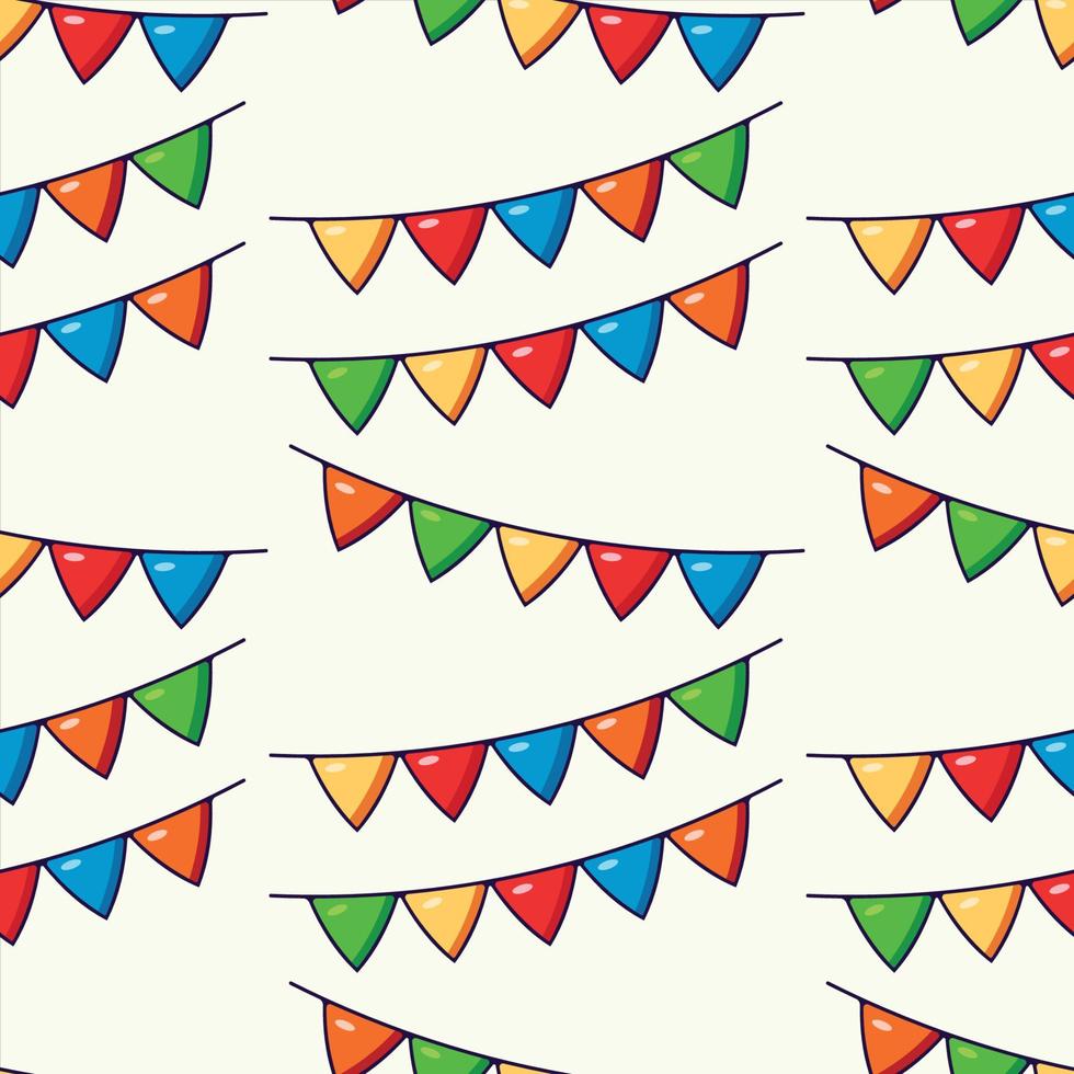 Seamless vector pattern of flat Christmas garlands on light beige background for Christmas wrappers, postcards, textile, clothing etc. Christmas, New Year and holiday concept