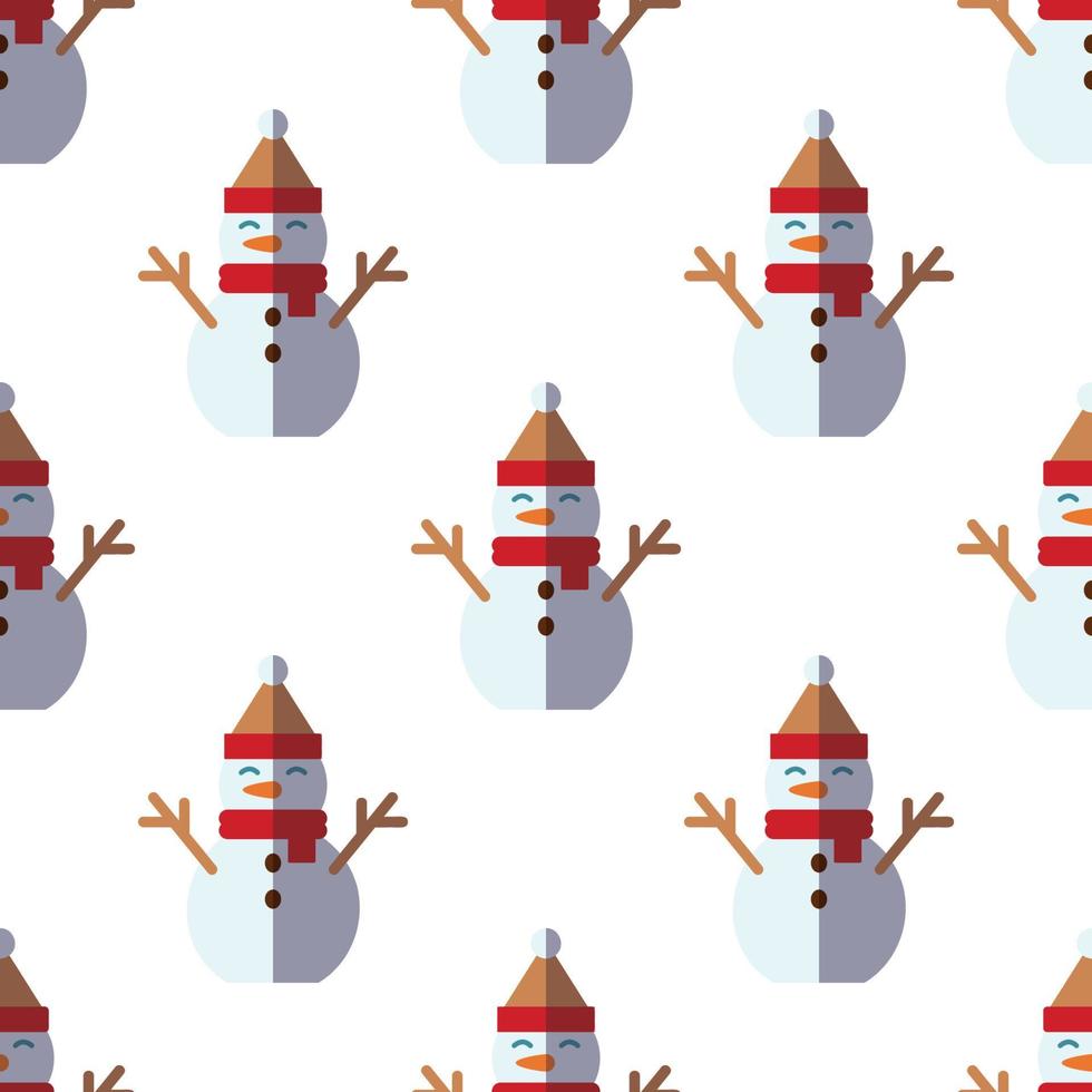 Christmas and New Year concept. Simple pattern of flat snowman on white background. Perfect for web sites, wrappers, giftboxes, postcards vector