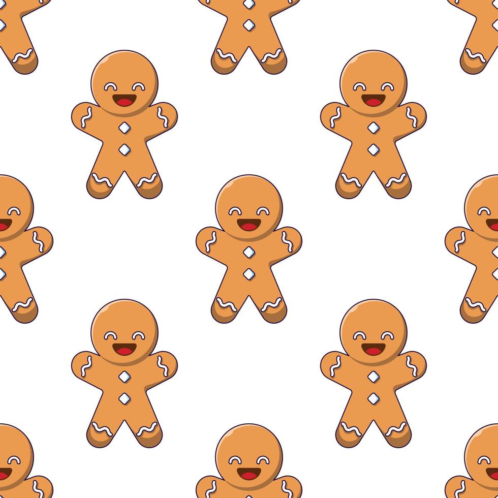 Christmas and New Year concept. Simple pattern of Gingerbread Man on white background. Perfect for web sites, wrappers, giftboxes, postcards vector