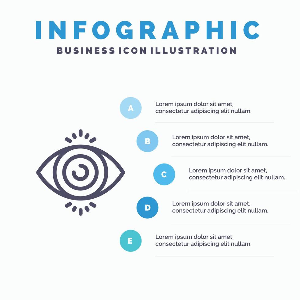 Eye Test Search Science Line icon with 5 steps presentation infographics Background vector