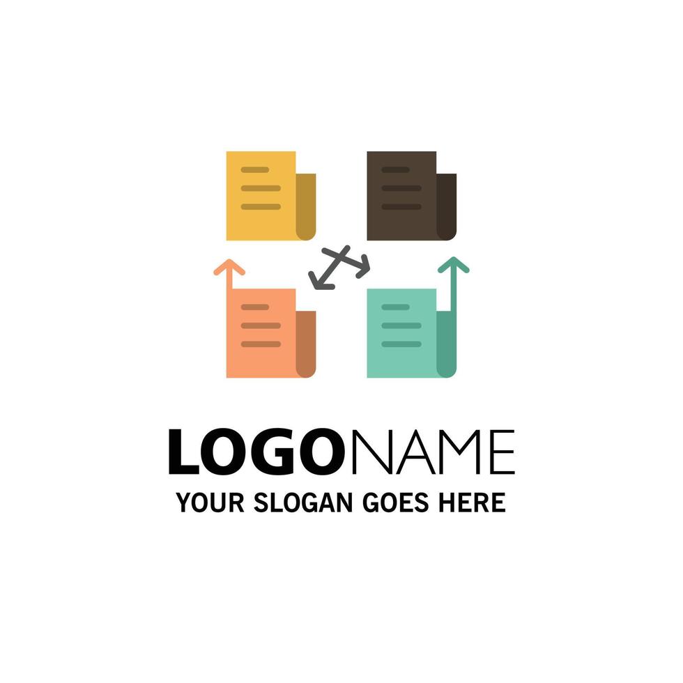 Exchange File Folder Data Privacy Business Logo Template Flat Color vector