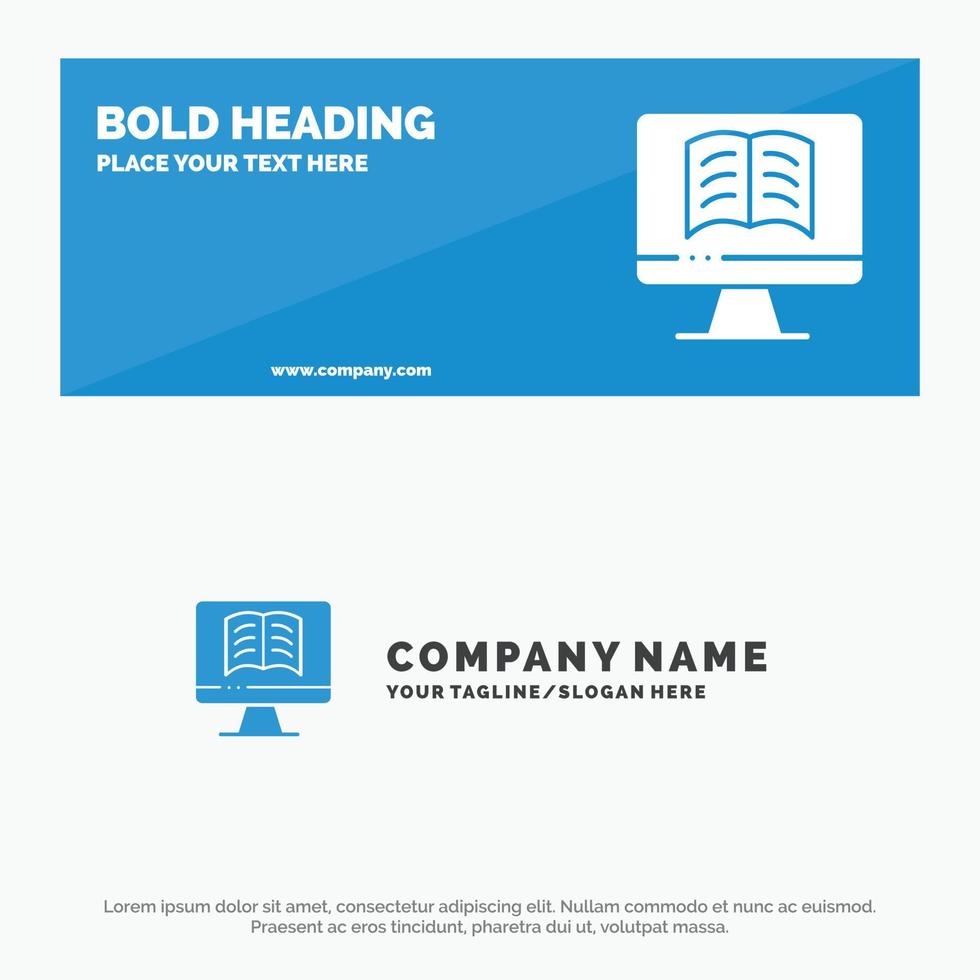 Computer Book OnTechnology SOlid Icon Website Banner and Business Logo Template vector