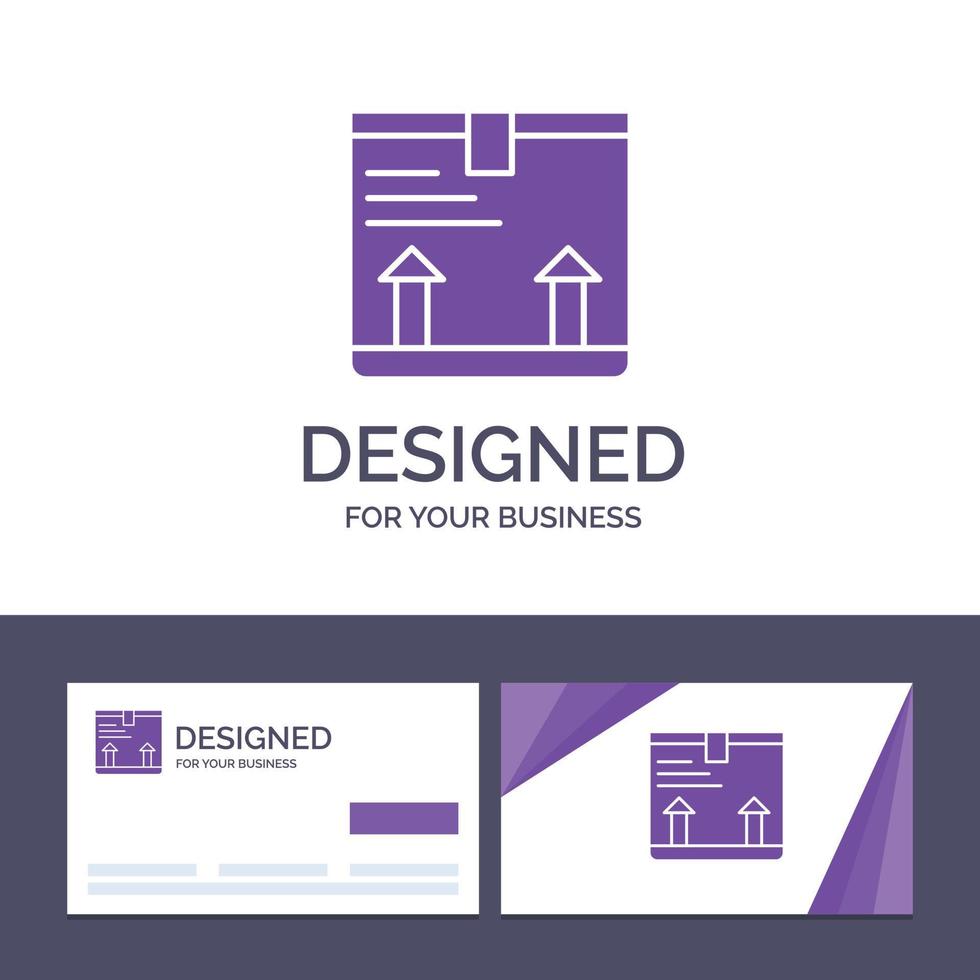 Creative Business Card and Logo template Deliver Box Arrow Up Vector Illustration
