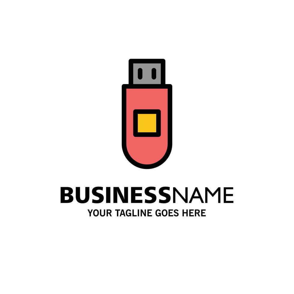 Usb Storage Data Business Logo Template Flat Color vector