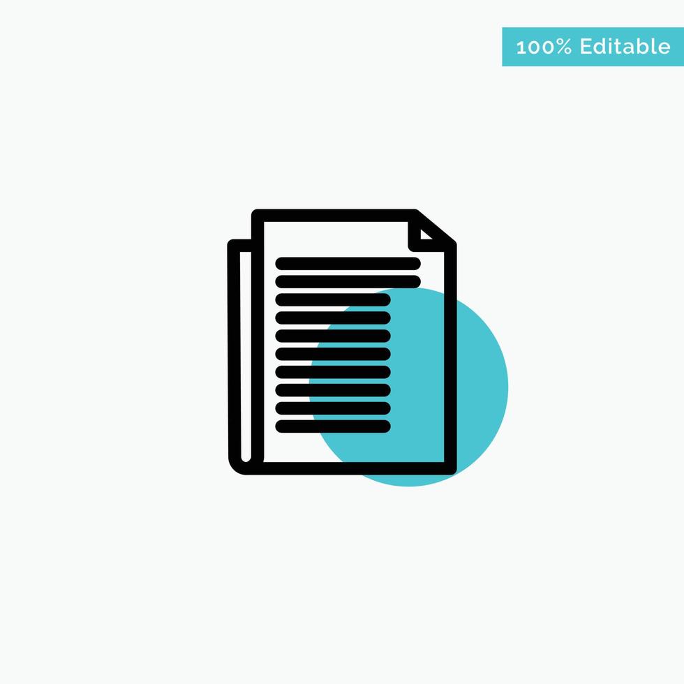 Document Note Report Paper turquoise highlight circle point Vector icon