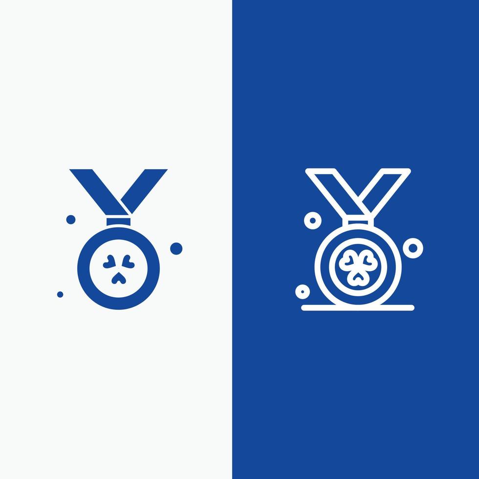 medalla de premio irlanda línea y glifo icono sólido bandera azul línea y glifo icono sólido bandera azul vector