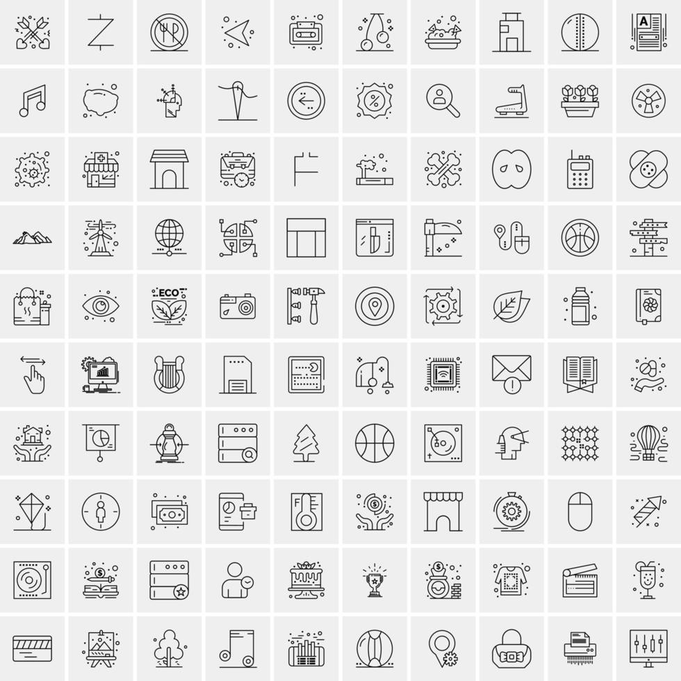Pack of 100 Universal Line Icons for Mobile and Web vector