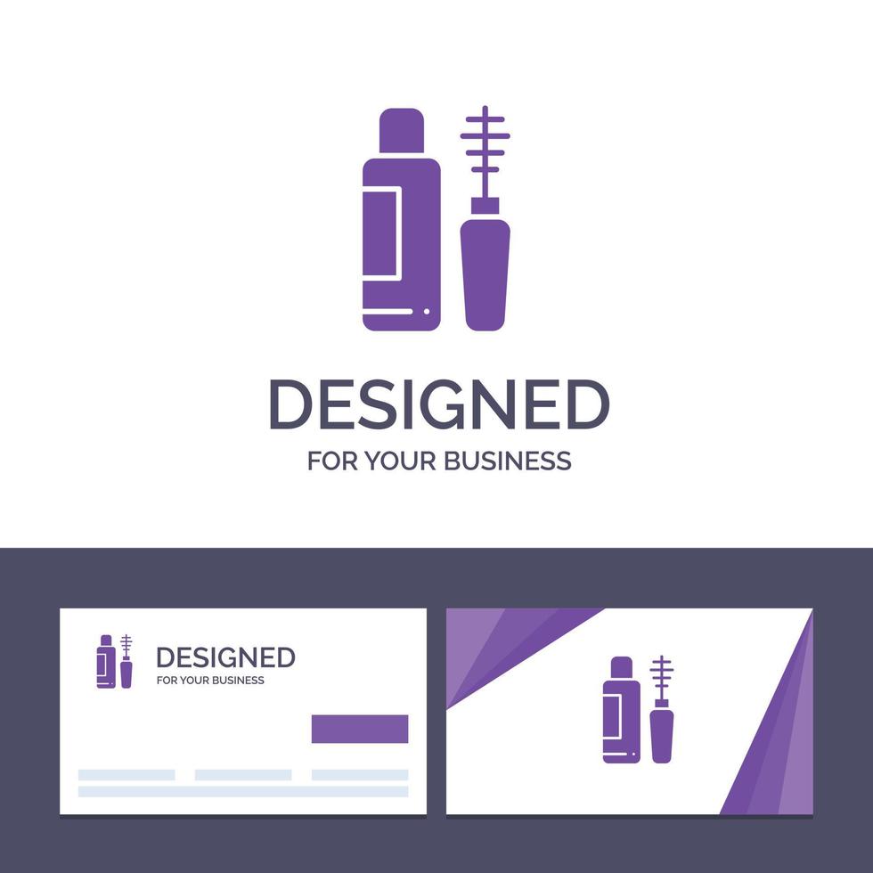tarjeta de visita creativa y plantilla de logotipo rimel sombra ojo botella vector ilustración