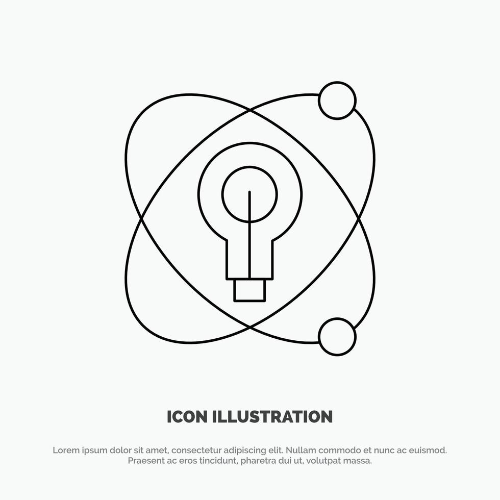 Atom Education Nuclear Bulb Vector Line Icon