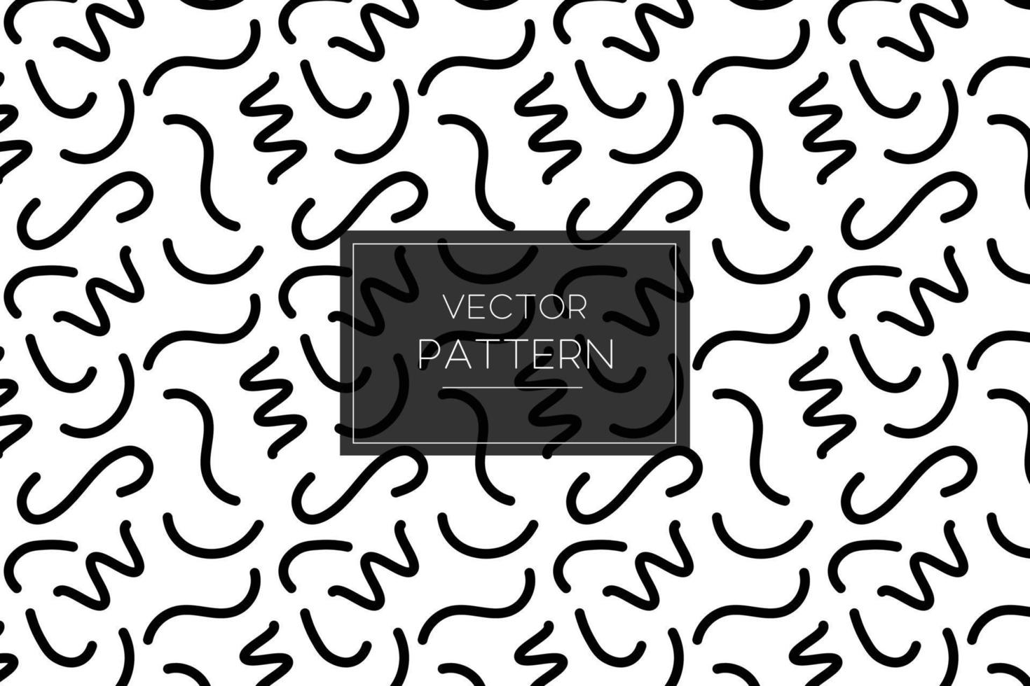 Squiggly wiggly curvy wavy black lines memphis design seamless repeat pattern on a white background vector