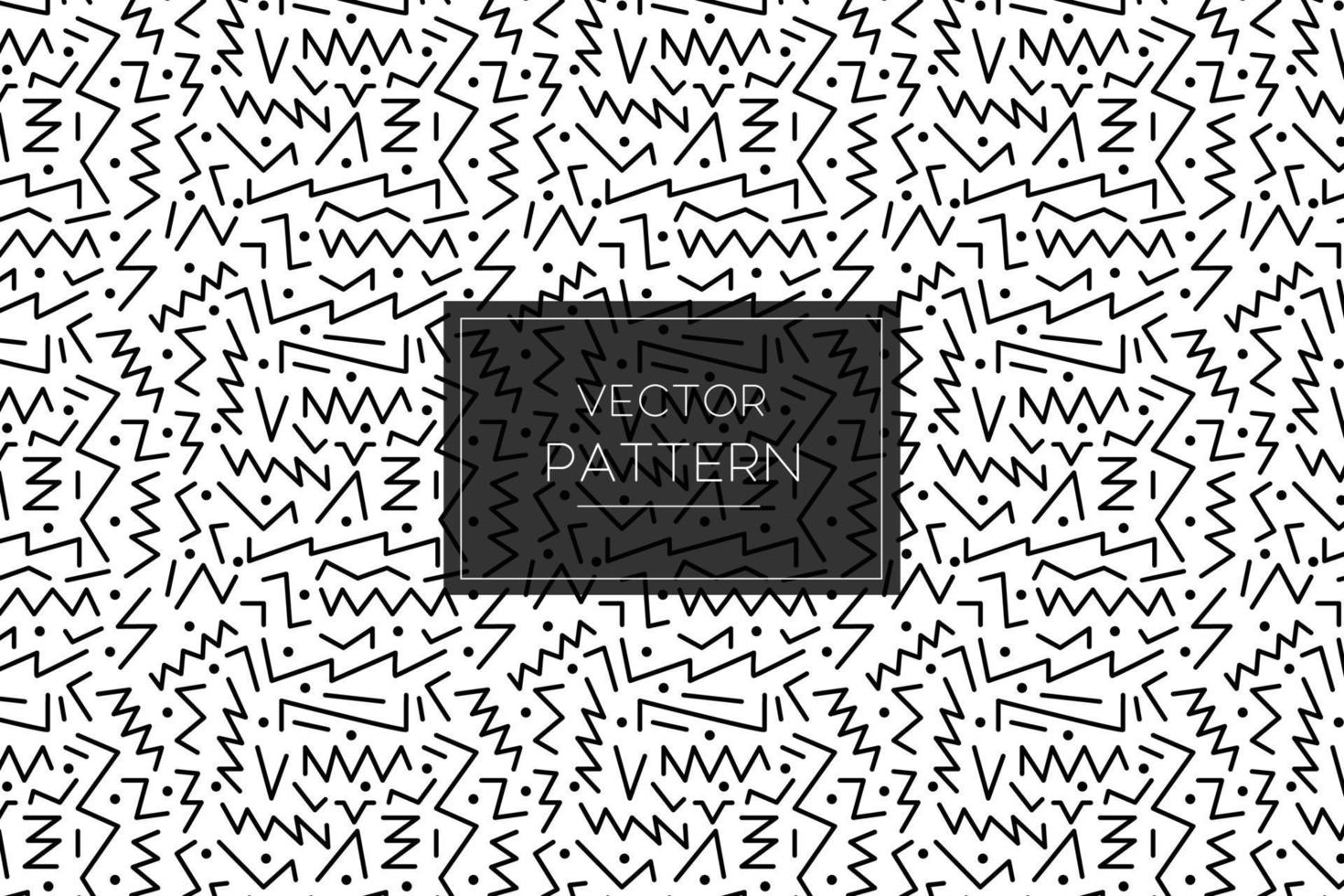 Zigzag black lines with dots seamless repeat pattern on a white background vector