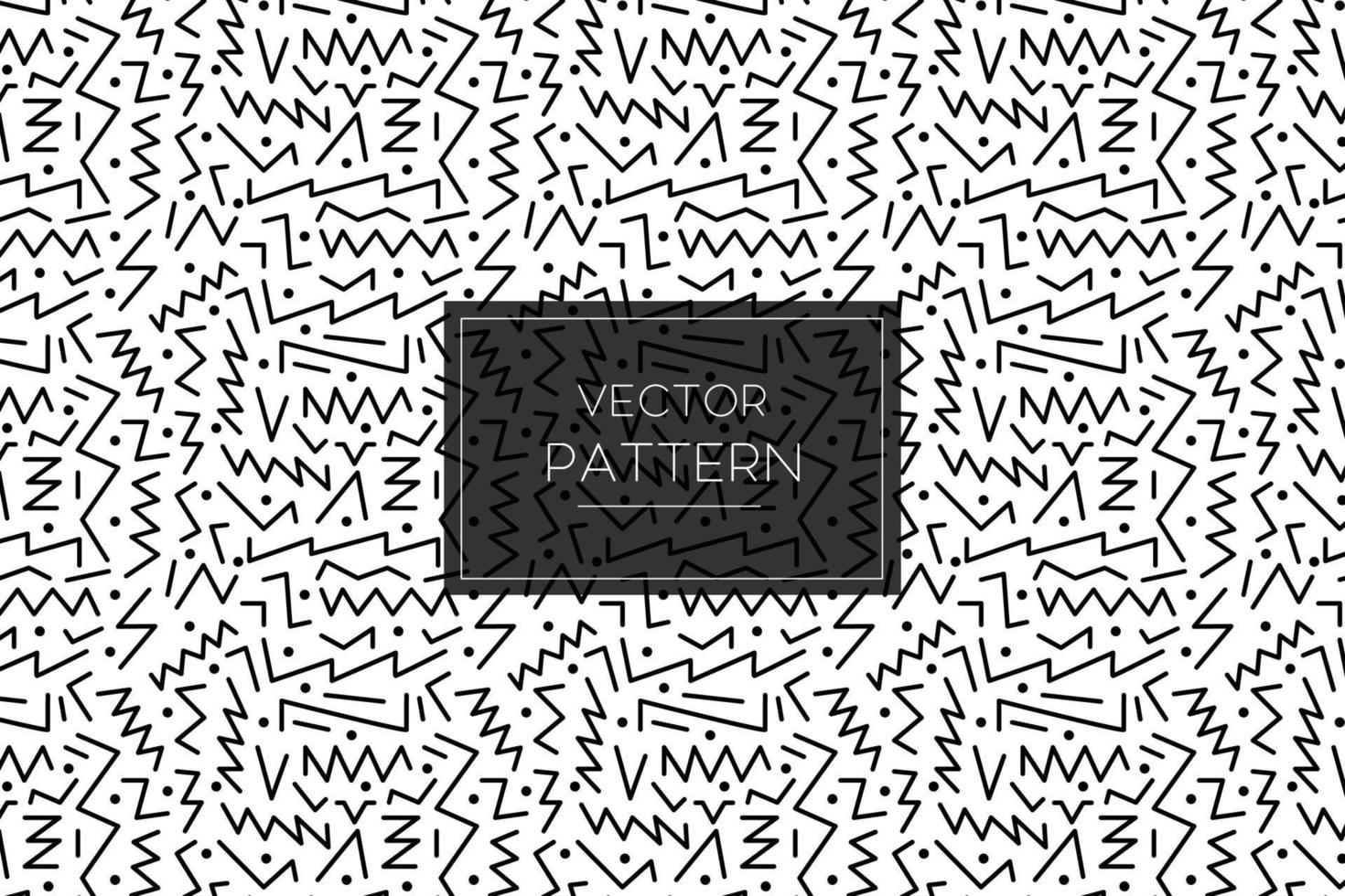 Zigzag black lines with dots seamless repeat pattern on a white background vector