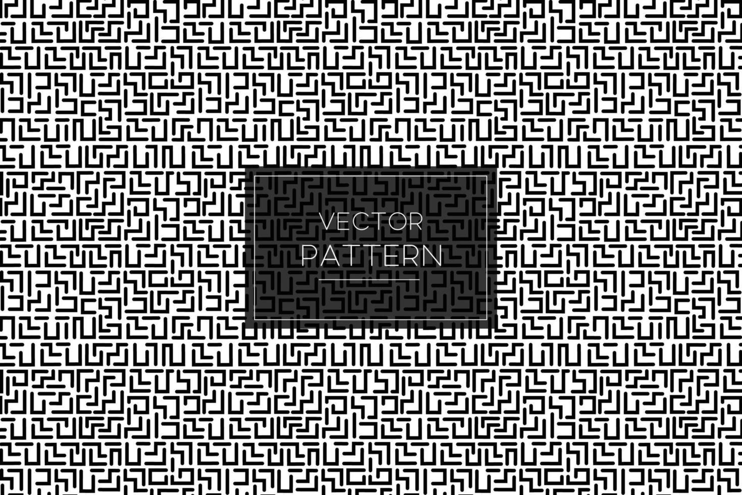 Black line shapes labyrinth maze game design seamless vector pattern in black and white background