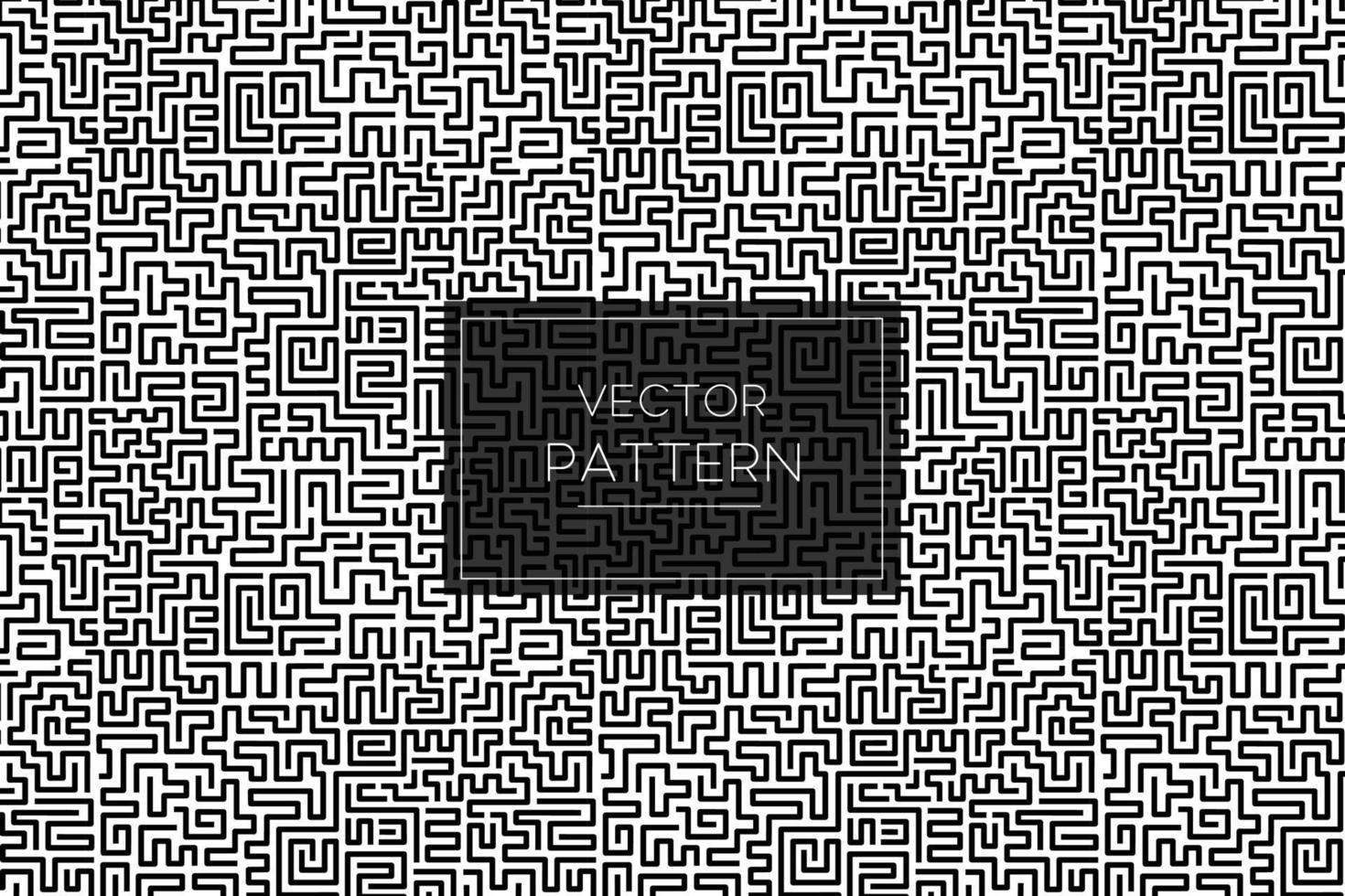 Jumble maze black lines seamless repeat pattern on a white background vector