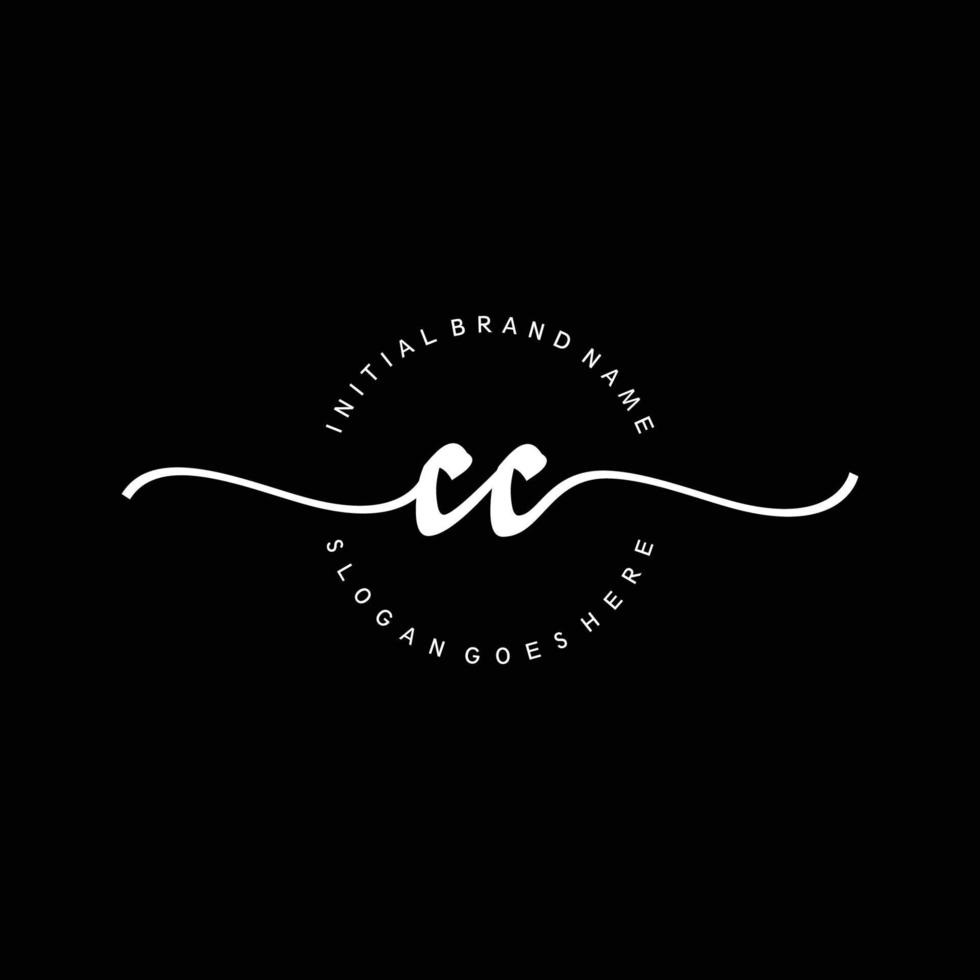 Initial CC handwriting logo template vector