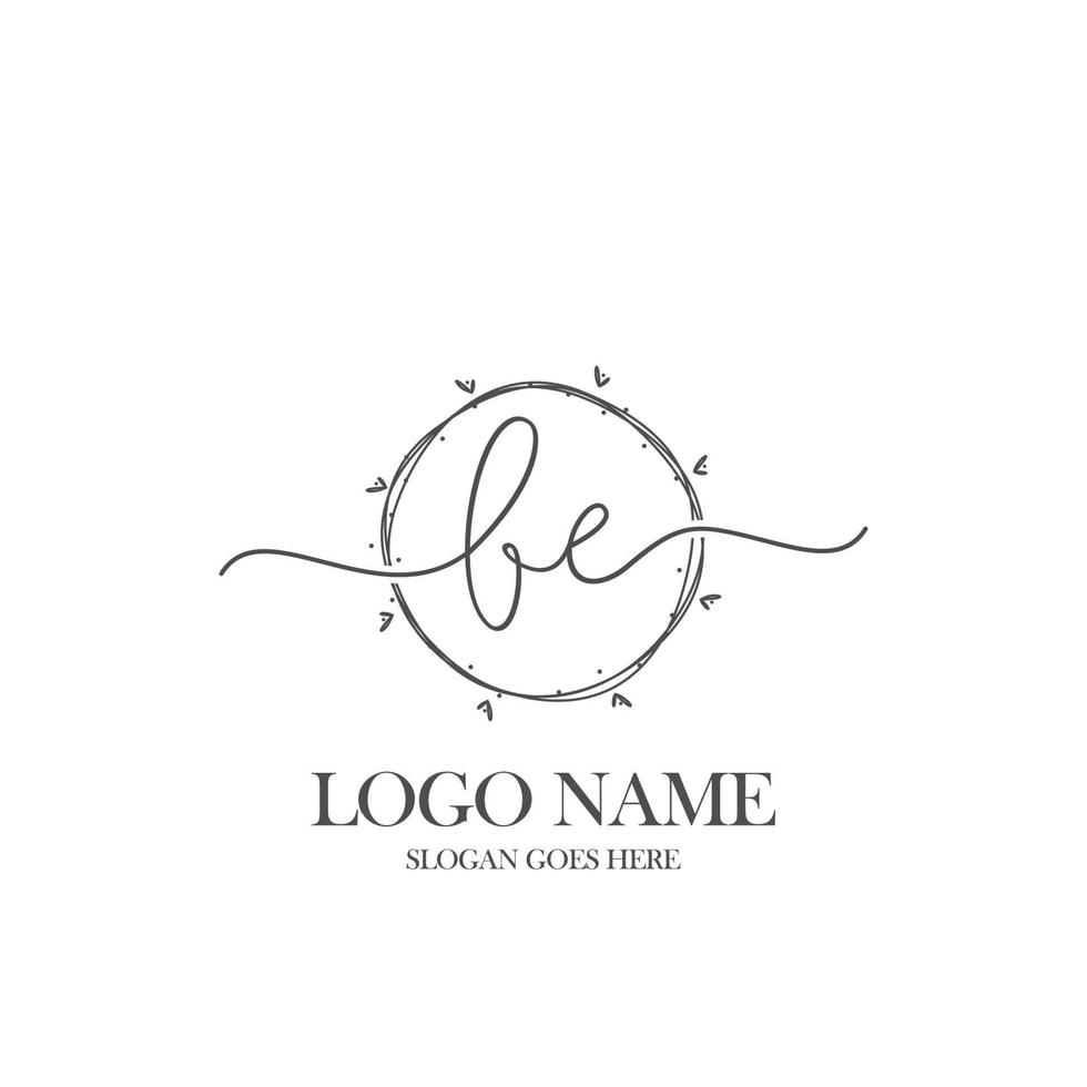 Initial BE beauty monogram and elegant logo design, handwriting logo of initial signature, wedding, fashion, floral and botanical with creative template. vector