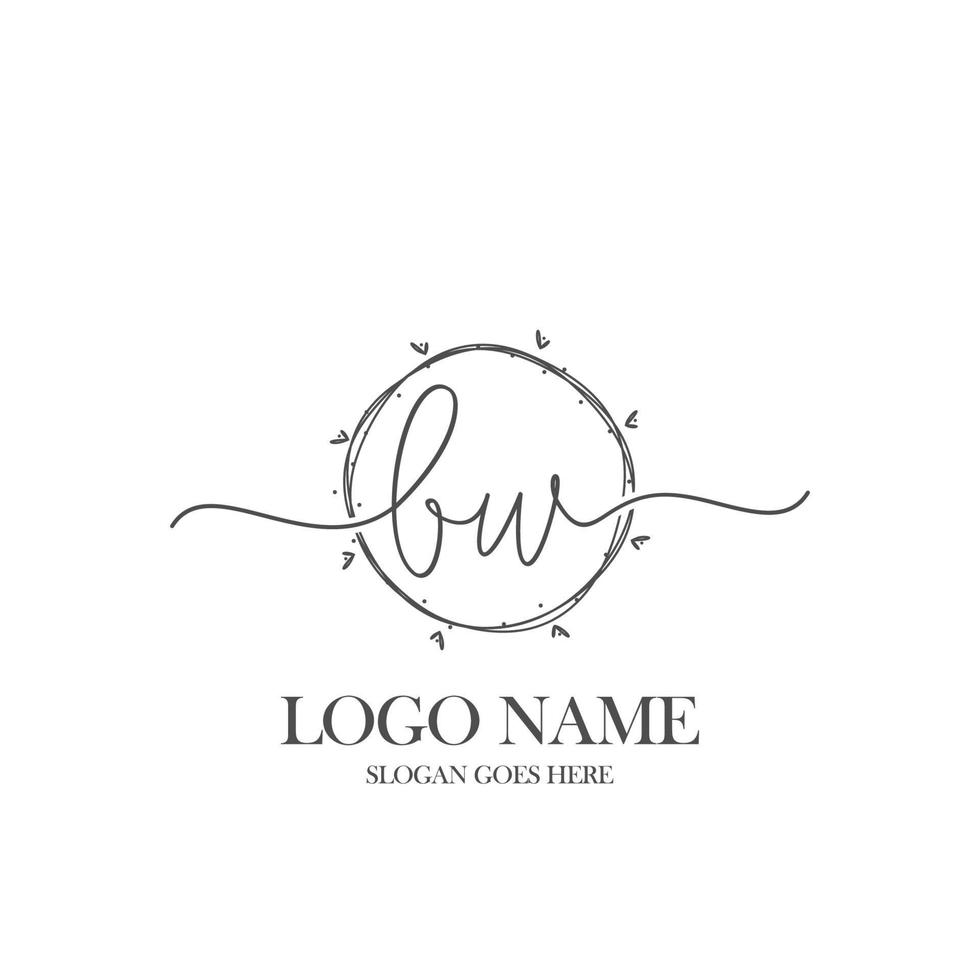 monograma de belleza bw inicial y diseño de logotipo elegante, logotipo de escritura a mano de firma inicial, boda, moda, floral y botánica con plantilla creativa. vector