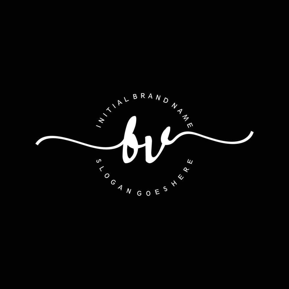 Initial BV handwriting logo template vector