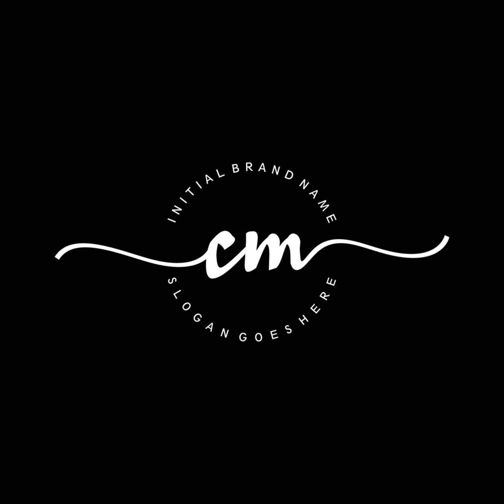 Initial CM handwriting logo template vector