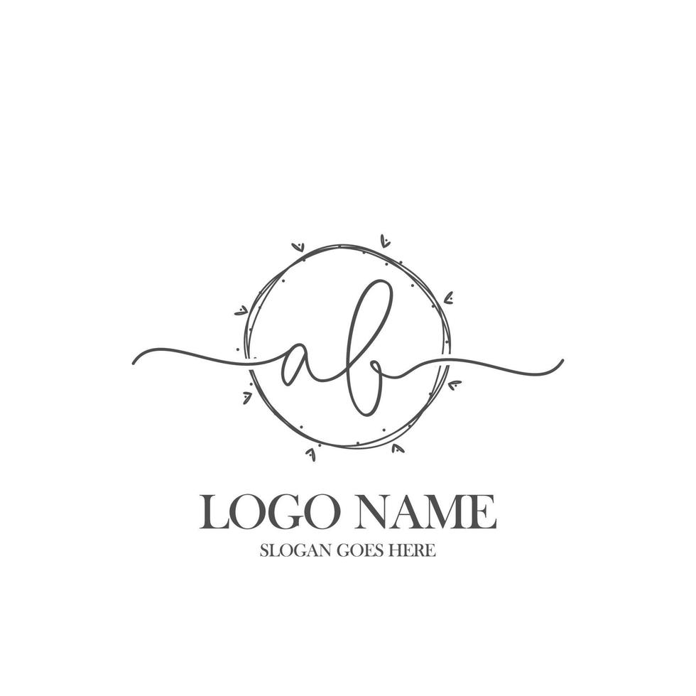 Initial AB beauty monogram and elegant logo design, handwriting logo of initial signature, wedding, fashion, floral and botanical with creative template. vector