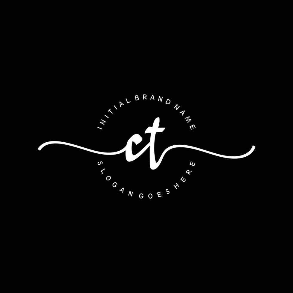 Initial CT handwriting logo template vector