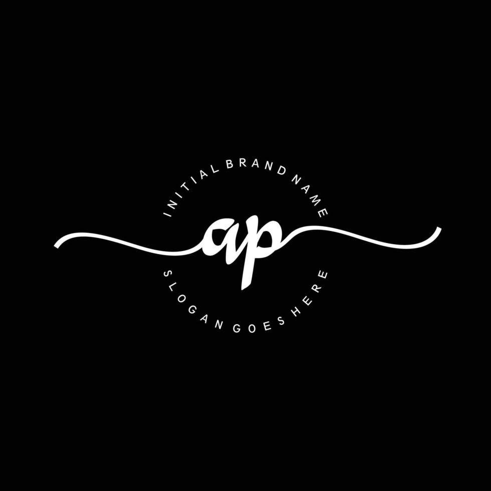 Initial AP handwriting logo template vector