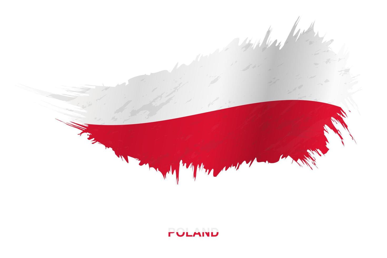 Flag of Poland in grunge style with waving effect. vector