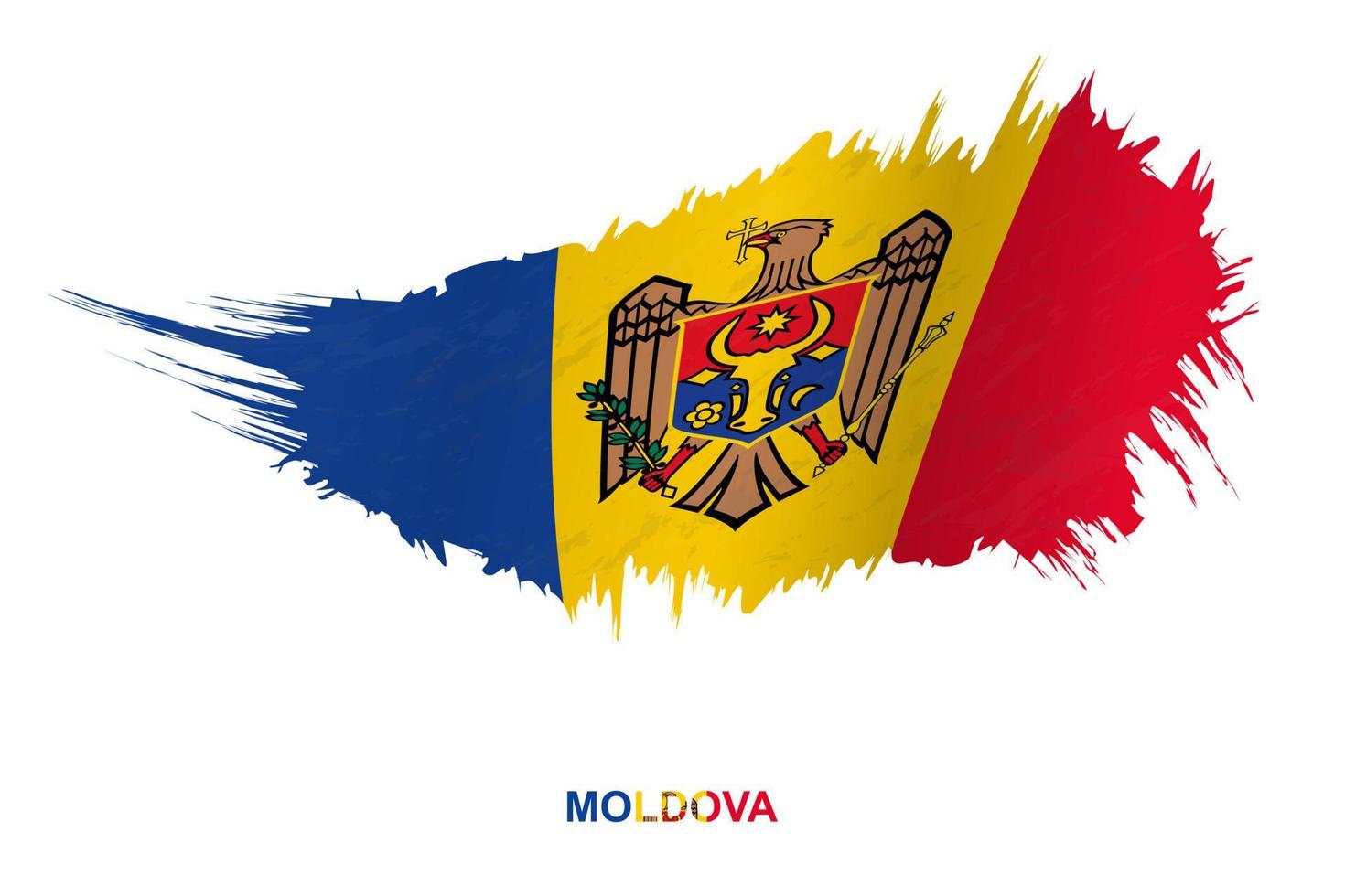 Flag of Moldova in grunge style with waving effect. vector