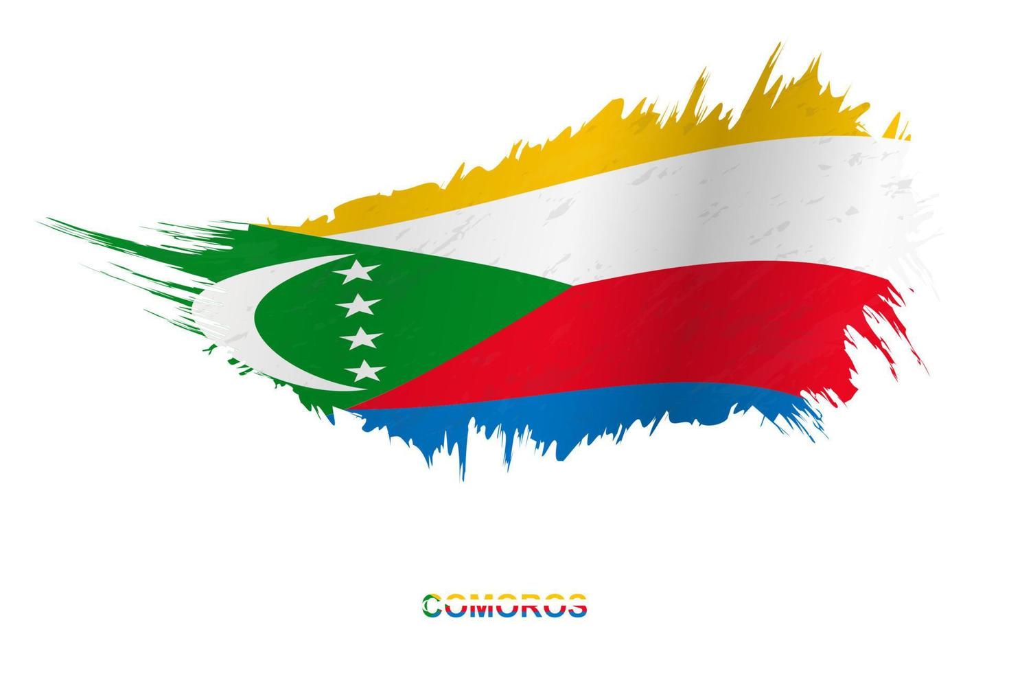 Flag of Comoros in grunge style with waving effect. vector