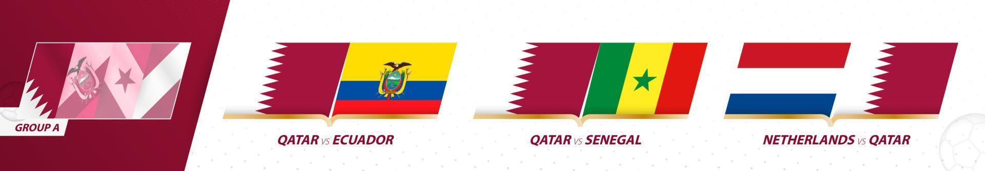 Qatar football team games in group A of International football tournament 2022. vector