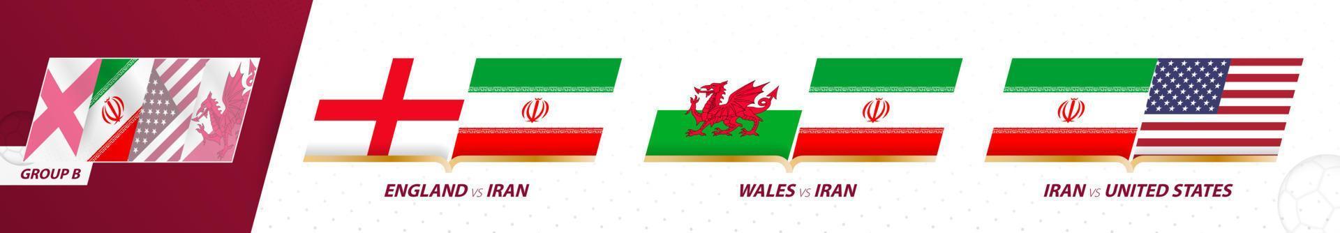 Iran football team games in group B of International football tournament 2022. vector