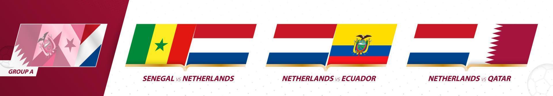 Netherlands football team games in group A of International football tournament 2022. vector