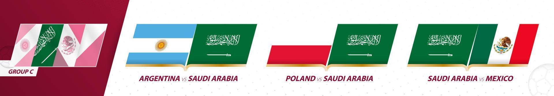 Saudi Arabia football team games in group C of International football tournament 2022. vector