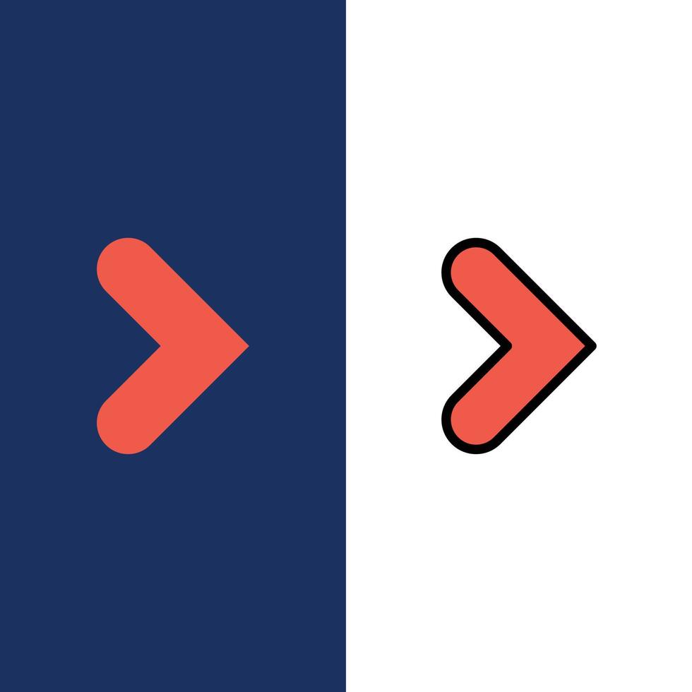 Arrow Right Forward Direction  Icons Flat and Line Filled Icon Set Vector Blue Background