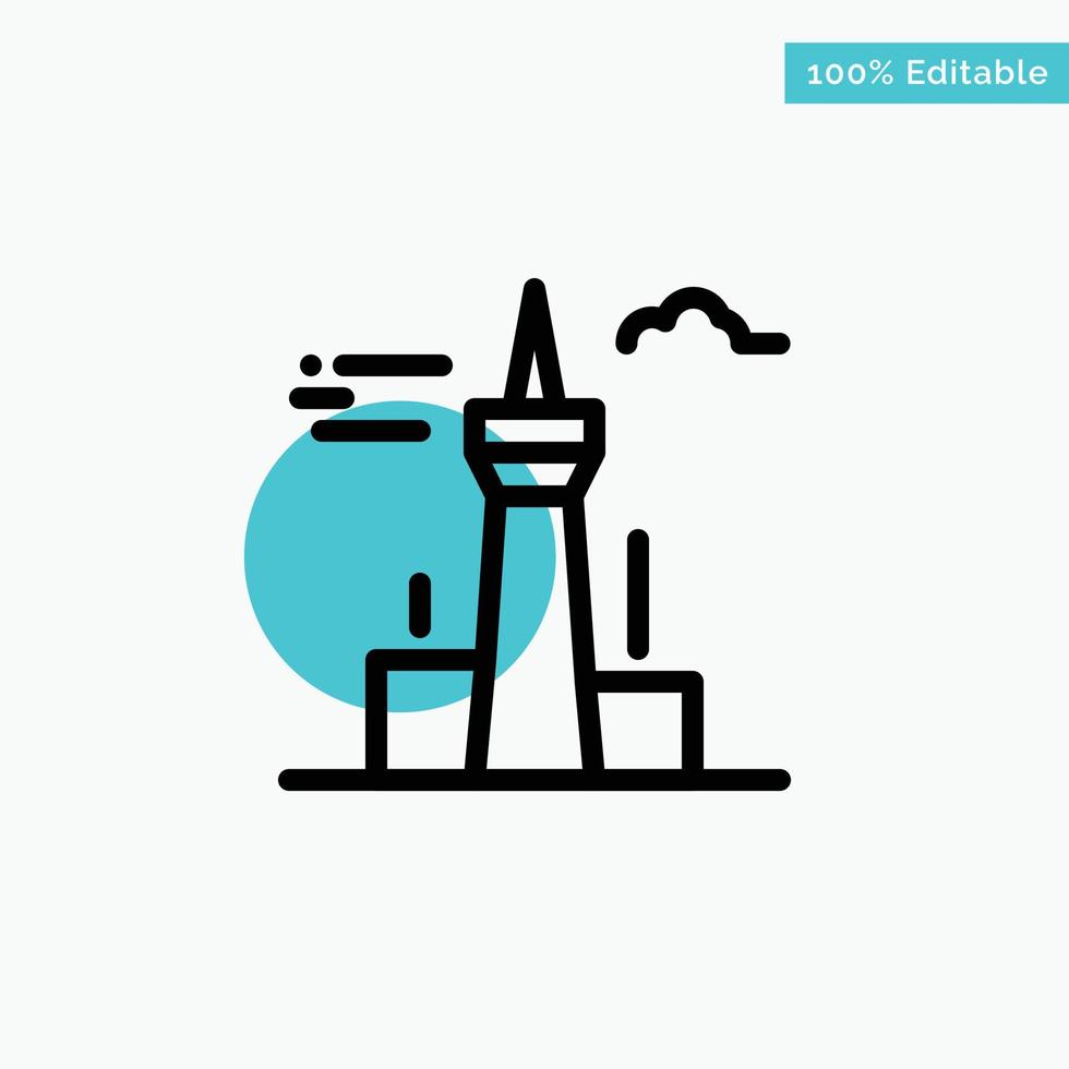 Architecture and City Buildings Canada Tower Landmark turquoise highlight circle point Vector icon