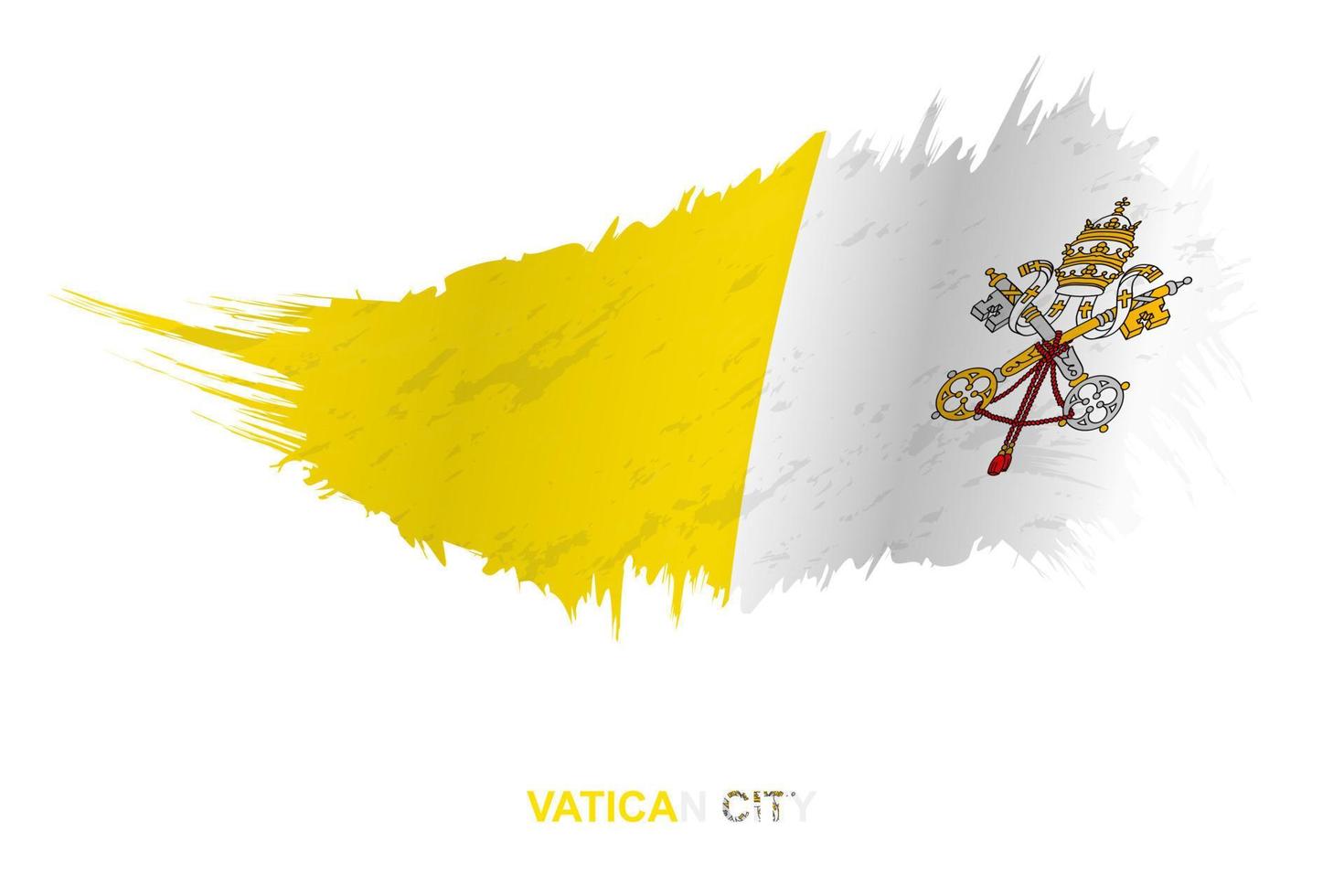 Flag of Vatican City in grunge style with waving effect. vector