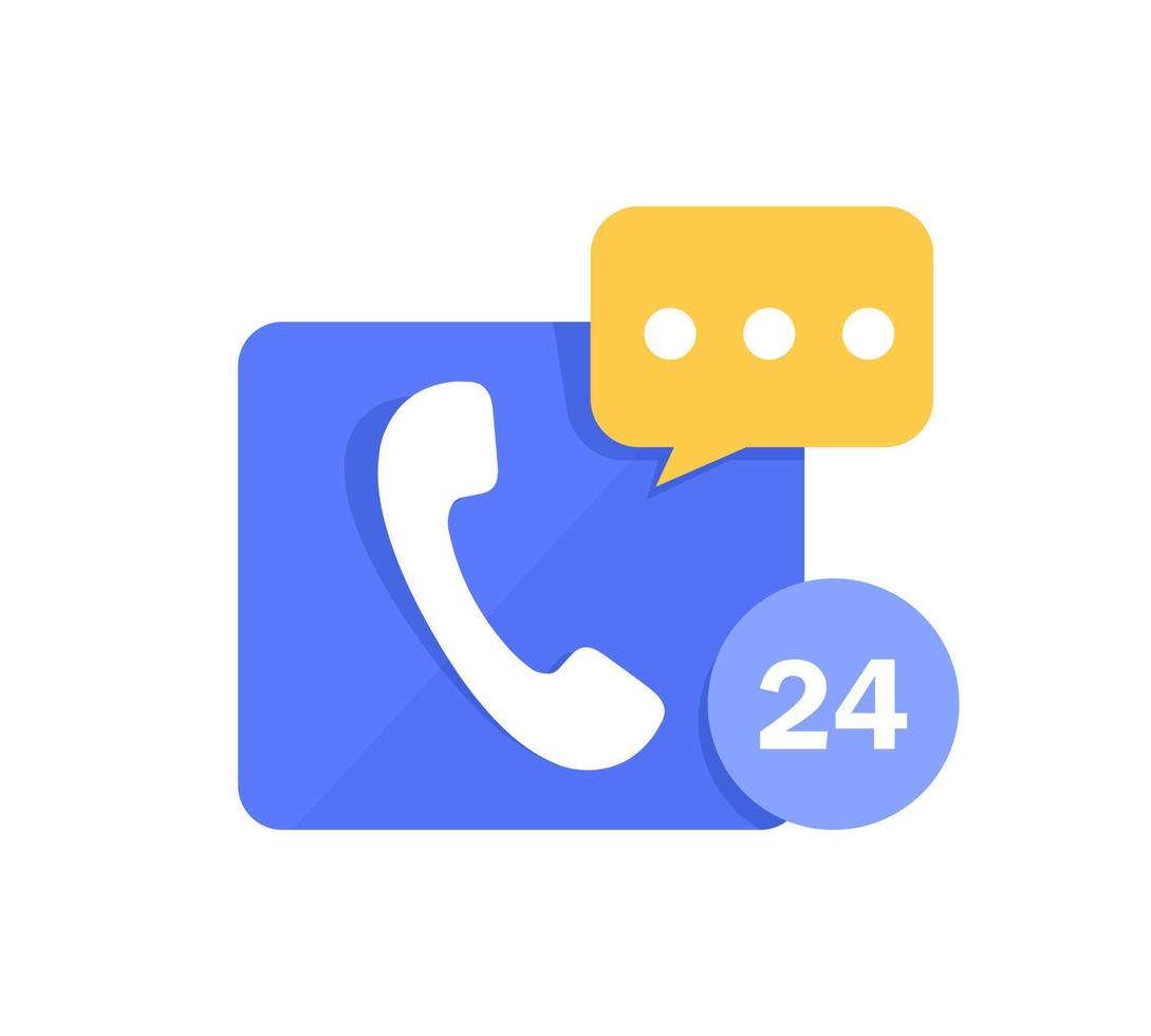 24 hour assistance service,flat design icon vector illustration