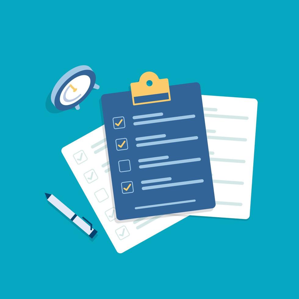 Clipboard with checklist in a flat style,flat design icon vector illustration