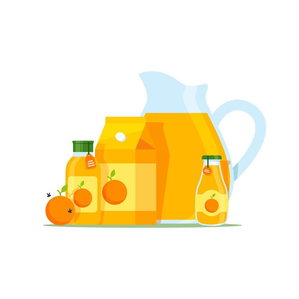bebida de naranja en lata, vaso de plástico y vaso de vidrio aislado en fondo blanco, jugo y batido vector