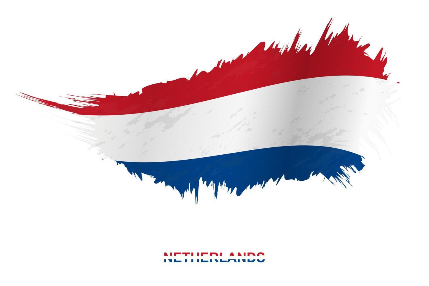 Flag of Netherlands in grunge style with waving effect. vector