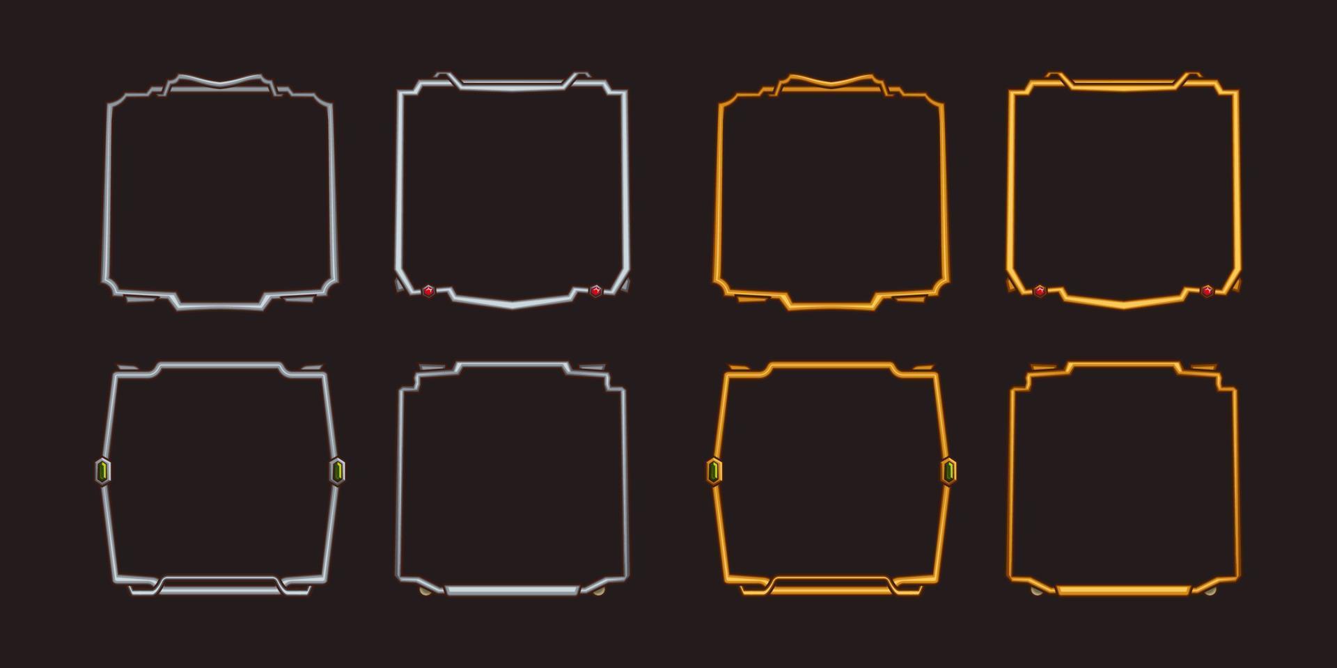 Square avatar frames, medieval ui game borders vector