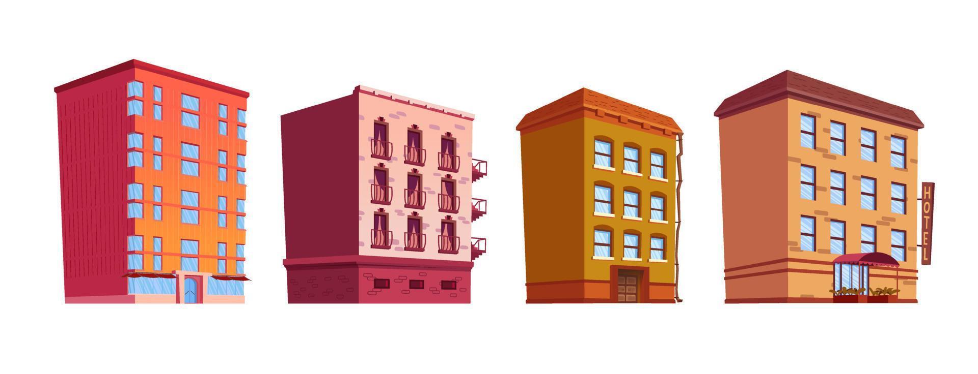 Building cartoon vector isolated illustrations