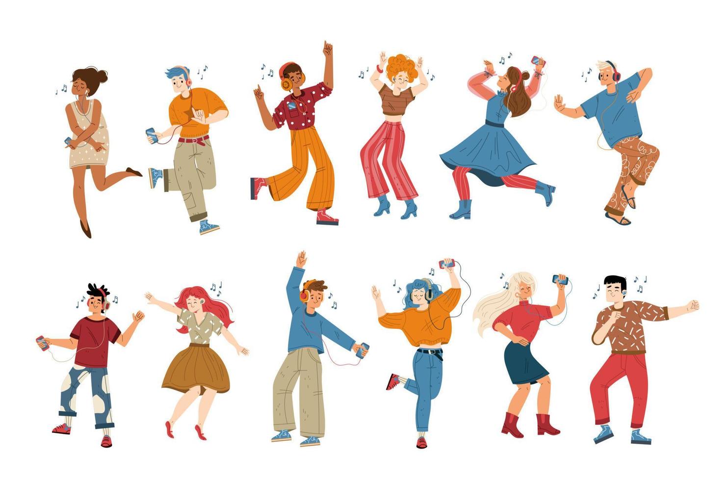 People listen music and dance, entertainment, fun vector