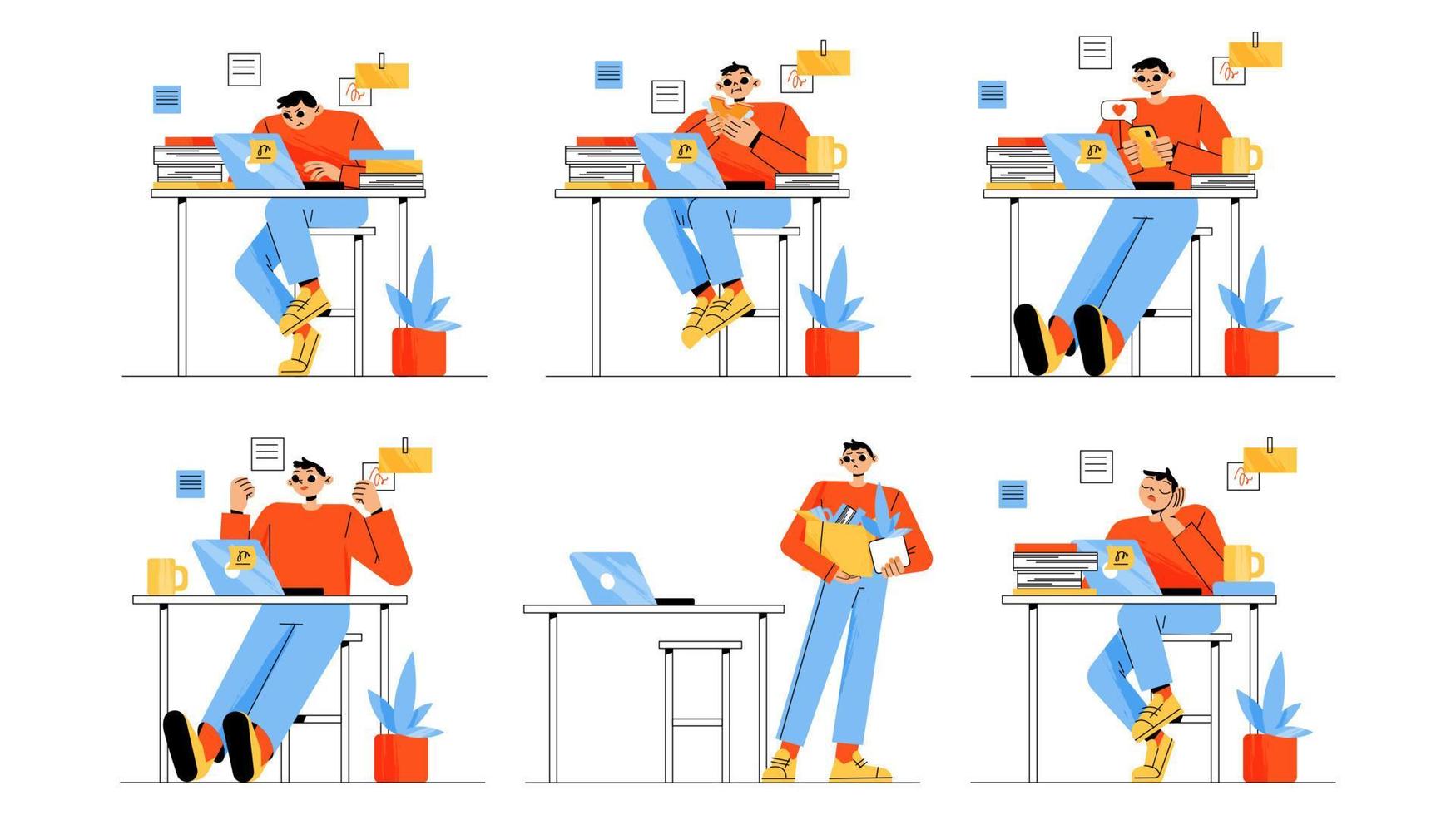 Man work with laptop in office vector