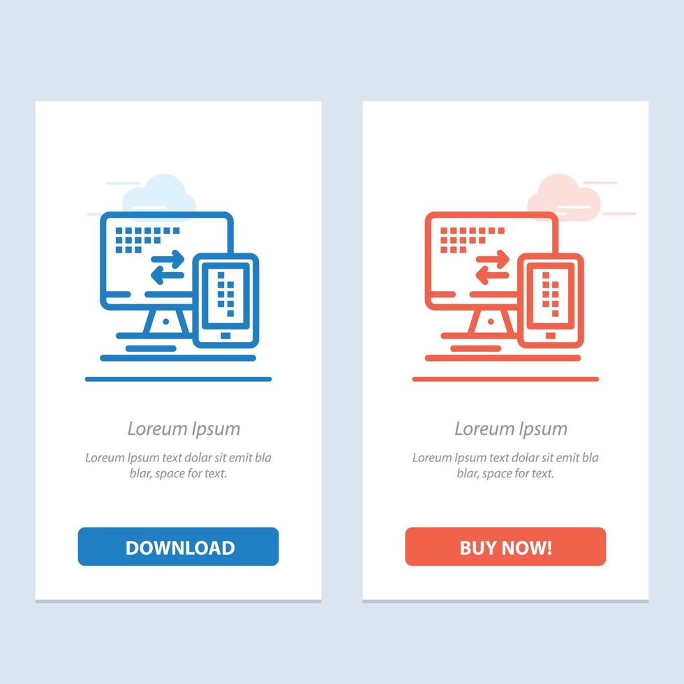 Computer Monitor Mobile Cell  Blue and Red Download and Buy Now web Widget Card Template vector