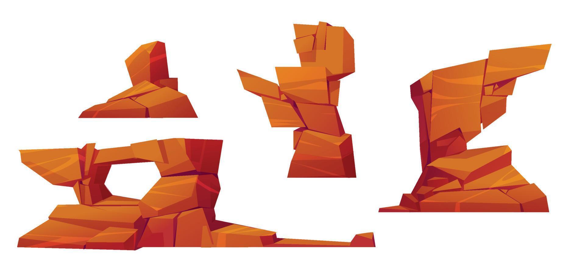 Desert stones, rock elements of mountains vector