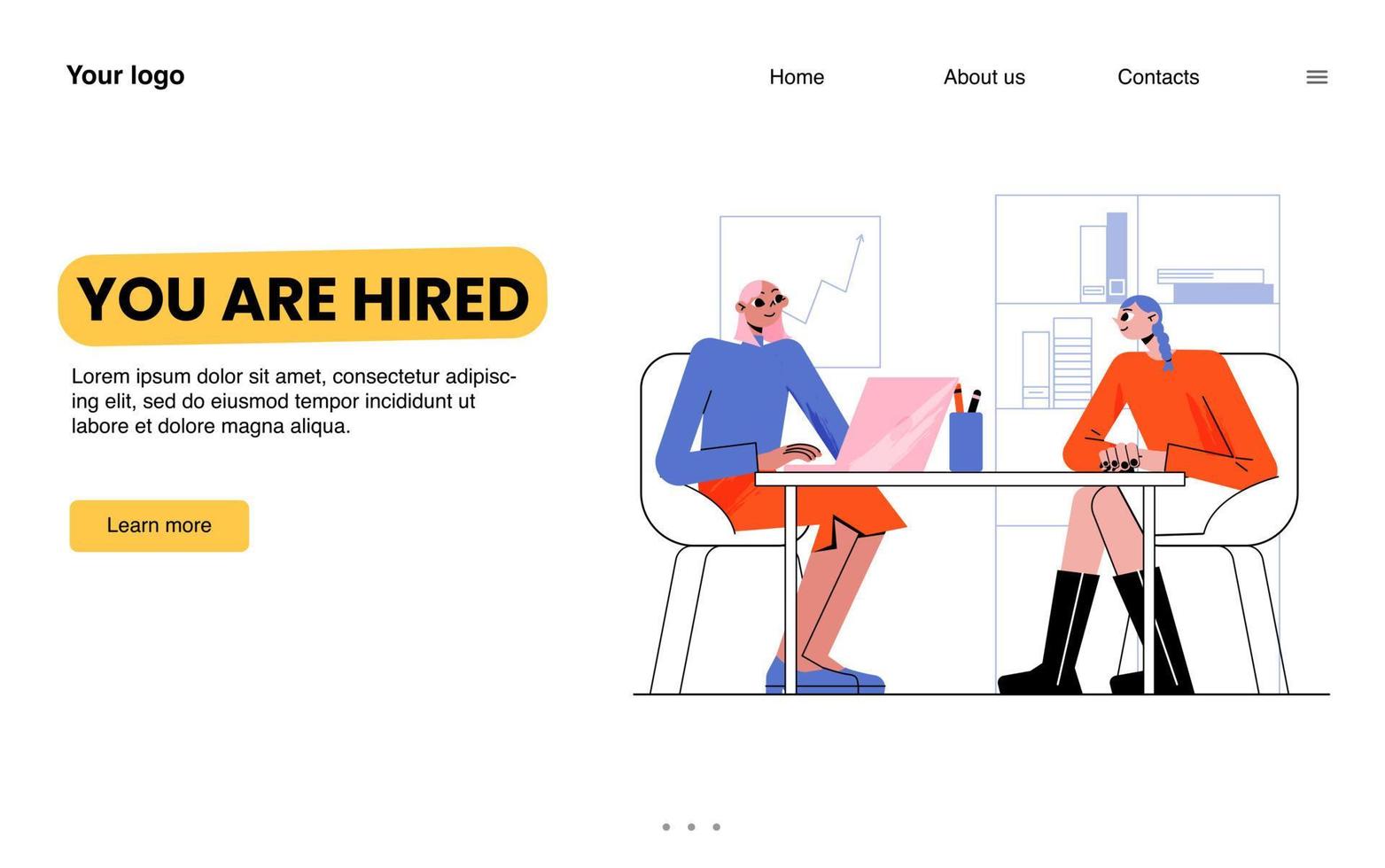 You are hired landing page, recruitment concept vector