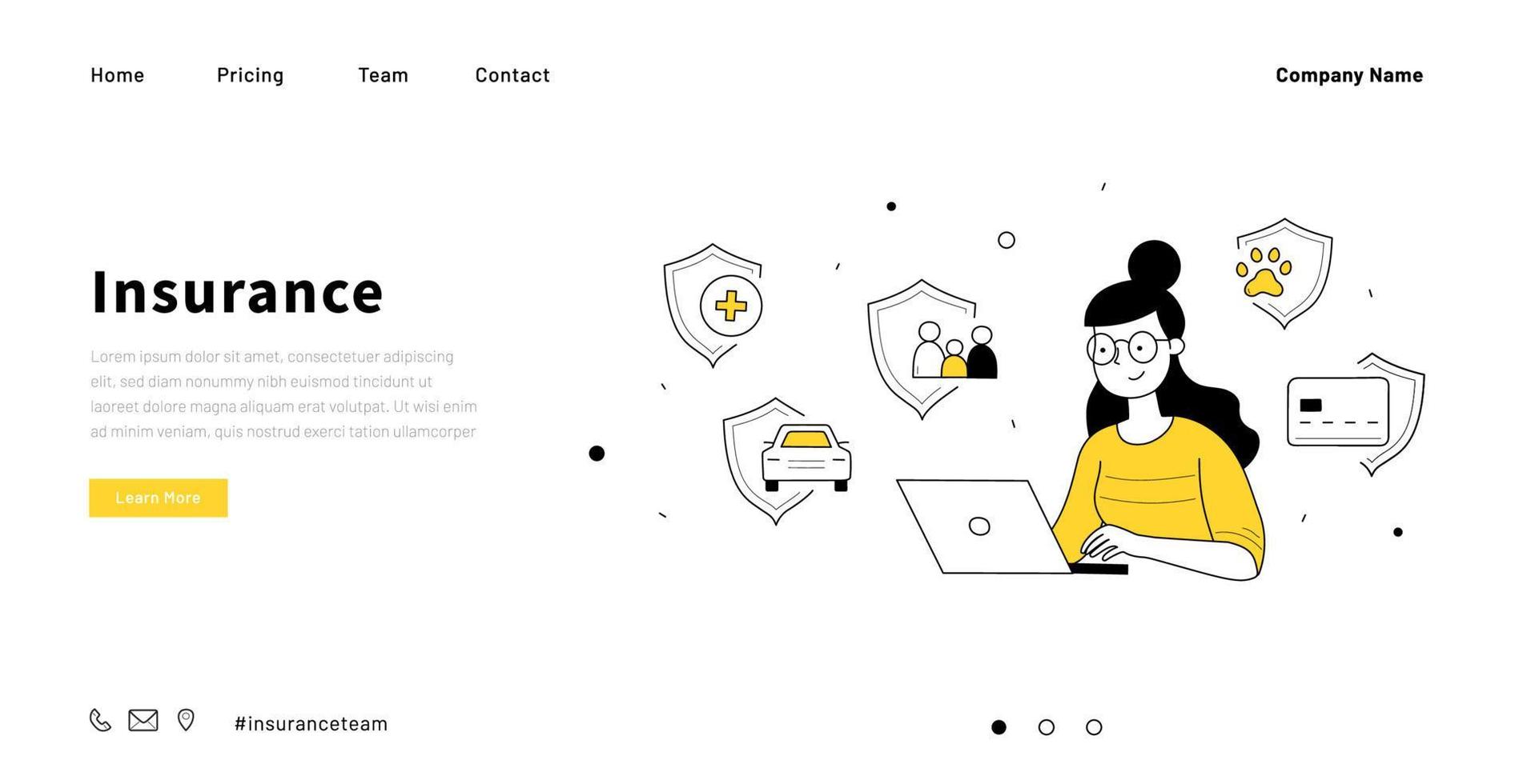 Insurance service doodle web page secure assurance vector