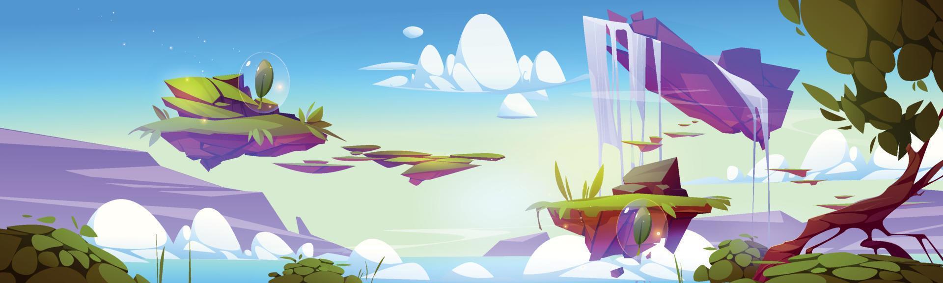 Game background with floating islands vector