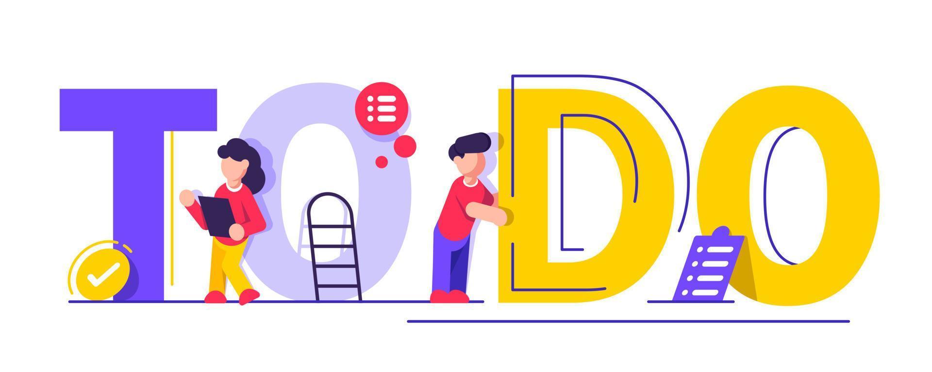The woman is standing with a large to do list. Plan fulfilled, task completed concept,flat design icon vector illustration